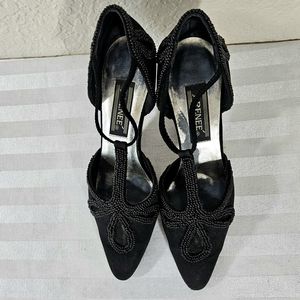 J.Renee Black Beaded Heels